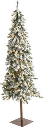 6ft. Flocked Alpine Christmas Artificial Tree with 200 Lights and 580 Bendable Branches