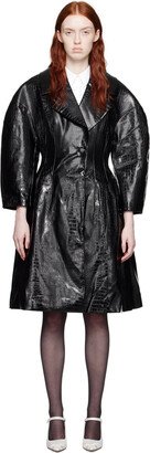 Black Croc Faux-Leather Coat