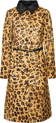 Ginger printed leather coat