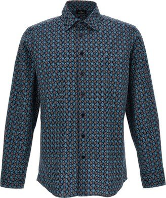 Patterned Collared Button-Up Shirt