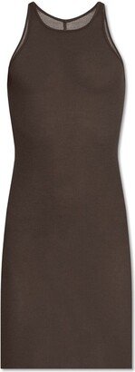 Sheer Ribbed Sleeveless Tank Dress