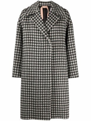 Check-Pattern Drop-Shoulder Coat