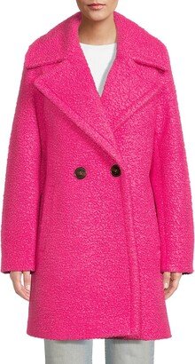 Faux Wool Boucle Double Breasted Coat