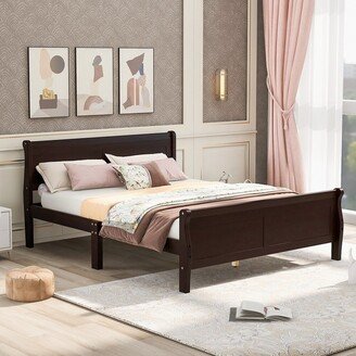 Unbrand Bed Frame Mattress Foundation Sleigh Bed with Headboard and Footboard