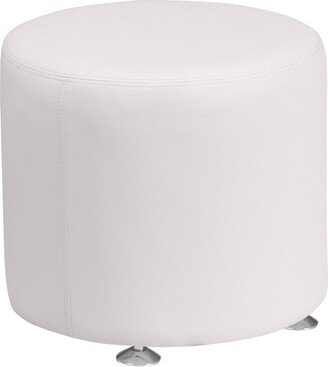 HERCULES Alon Series Melrose White LeatherSoft 18'' Round Ottoman