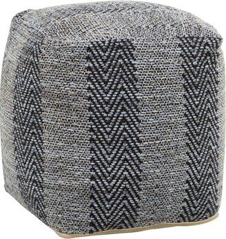 Universal Lighting and Decor Trullo Black and Gray Zigzag Hand Woven PET Yarn Pouf Ottoman