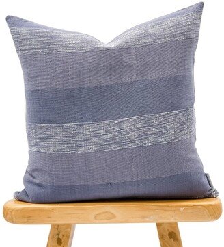 Blue & White Striped Woven Pillow Cover, Neutral Pillow, White Blue Farmhouse Denim Textured Pillow Cover