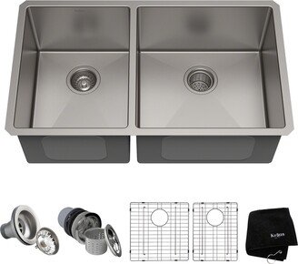 Standart Pro 33 in. 16 Gauge Undermount 40/60 Double Bowl Stainless Steel Kitchen Sink