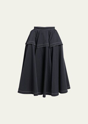 Tech Nylon Midi Circle Skirt