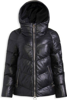 Leather Down Puffer Jacket