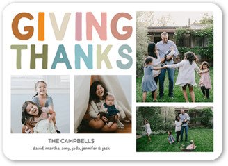 Thanksgiving Cards: Giving Of Thanks Fall Photo Card, White, 5X7, Signature Smooth Cardstock, Rounded