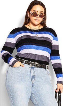 CCX | Women's Plus Size Jumper 70'S Stripe - Multi Stripe - 18W