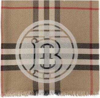 Logo Detailed Checked Scarf