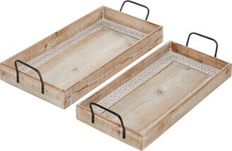 Wood Tray with White Wash, Set of 2, 27, 25 W