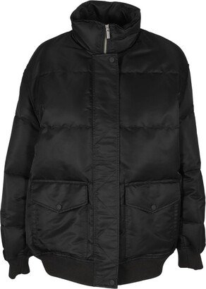 Funnel-Neck Quilted Down Puffer Jacket-AA