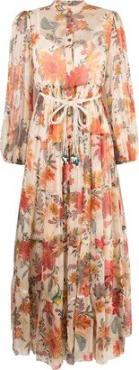 Ginger floral-print silk midi dress