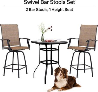 Pyramid Home Decor Stool Glass Table and Chair set - High Swivel Bar Set - High Top Tempered Glass Table with 2 Stools