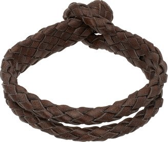 Brown Braided Leather Bracelet