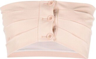 Button-Down Strapless Cropped Top