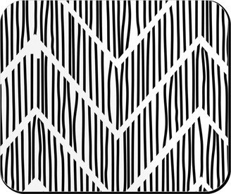 Mouse Pads: Black & White Chevron Mouse Pad, Rectangle Ornament, Gray