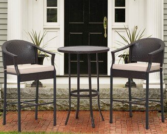 Justmaellc 3-Piece Outdoor Wicker Bar Set, Patio Bistro Set