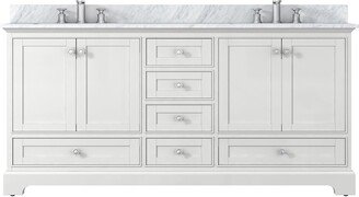 Jims Maison 72 inch Plywood Freestanding Bathroom Vanity Set with Drawer and Doors and Natural Marble Top and Ceramic Sink