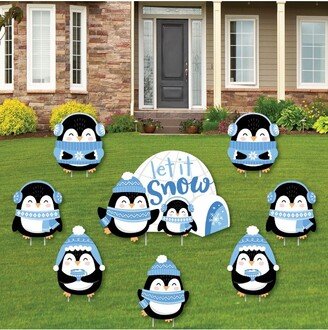 Big Dot of Happiness Winter Penguins - Yard Sign and Outdoor Lawn Decorations - Holiday and Christmas Party Yard Signs - Set of 8