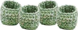 Likhâ Set Of Four, Sage Raffia Crochet Napking Rings