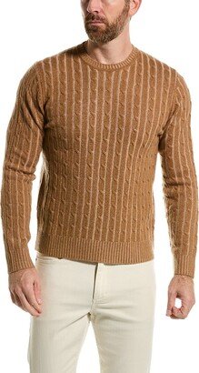 Amicale Cashmere Cable Knit Cashmere Crewneck Sweater-AA