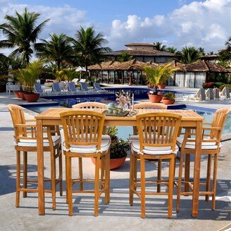 7 Piece Teak Wood Orleans Patio Bistro Bar Set, 63