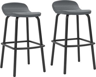 Outdoor Modern Resin Patio Bar Stools with Footrest