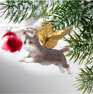 Honor the Feline: Grey Tabby Holiday Cat Angel Ornament