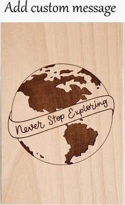 Personalized Wooden Inspirational Quote Card, Laser Engraved Personalized Card, Never Stop Exploring, Gift