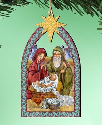 Nativity Manger Star Holiday Ornaments, Set of 2
