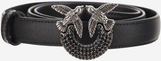 Love Birds Belt With Rhinestone Leather