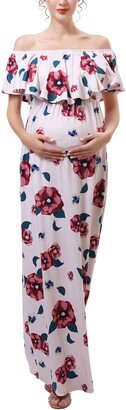 Lydia Off the Shoulder Maternity/Nursing Maxi Dress