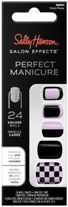 Salon Effects Perfect Manicure Press on Nails Kit - Square - Check Please - 24ct