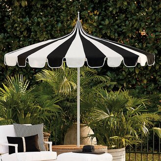 Pacific Pagoda 8.5 ft Patio Umbrella with Alternating Panels Canvas Beige/White Sunbrella