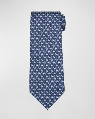 Men's Cricket-Print Silk Tie