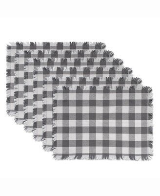 Gray Heavyweight Check Fringed Placemat Set of 6