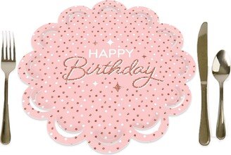 Big Dot of Happiness Pink Rose Gold Birthday - Happy Birthday Party Round Table Decorations - Paper Chargers - Place Setting For 12