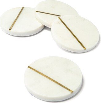 Lexi Home Marble Collection 4 Pc. Round Coasters - Brass Inlay