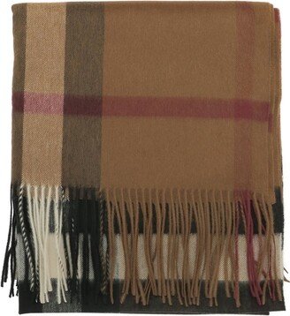 Oversized Checked Fringed Scarf