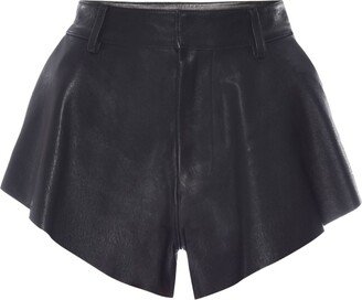 Wide-Leg Leather Shorts