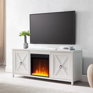 Henn& Hart White TV Stand with Crystal Fireplace Insert - Henn&Hart