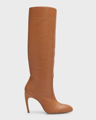 Luxecurve Slouchy Leather Stiletto Knee Boots