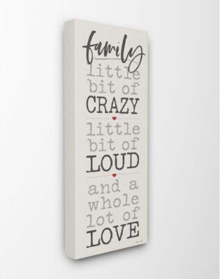 Little Bit Of Crazy Whole Lot Of Love Family Typography Canvas Wall Art Collection