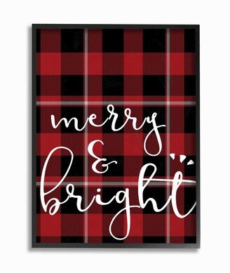 Merry and Bright Plaid Typography Framed Giclee Art, 11 x 14