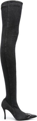 90mm Thigh-High Denim Boots