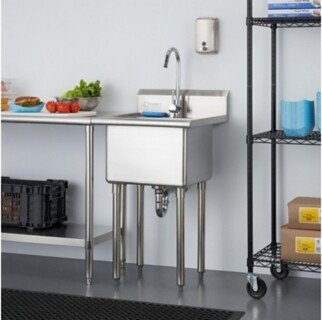 Basics Stainless Steel Utility Sink with Faucet